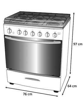 Estufa de piso a gas natural/lp Koblenz Roma 76 cm EK-501FNM ROMA de 6 quemadores