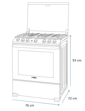 Estufa de piso a Gas LP Mabe 76 cm EMH7602JS0 de 6 quemadores