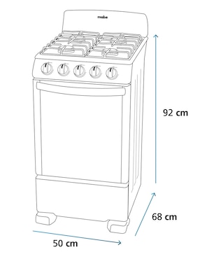 Estufa de piso a Gas natural/lp Mabe 50 cm EM5041BAIS1 de 4 quemadores