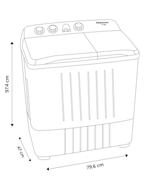 Lavadora Hisense semiautomática carga superior wsa1301p