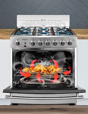 Estufa de piso gas LP/Natural Koblenz 76 cm EK-1131 Carrara Fryer de 6 quemadores