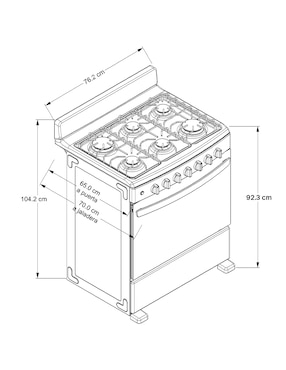 Estufa de piso a Gas natural/lp Acros 76.2 cm AFR2110G de 6 quemadores