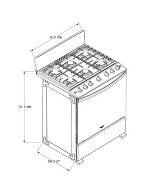 Estufa de piso a Gas natural/lp Whirlpool 76 cm WFR3400D de 6 quemadores
