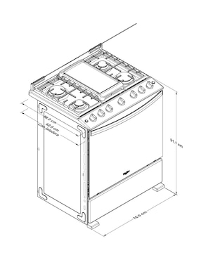 Estufa de piso a Gas natural/lp Whirlpool 76 cm WFR5200D de 6 quemadores