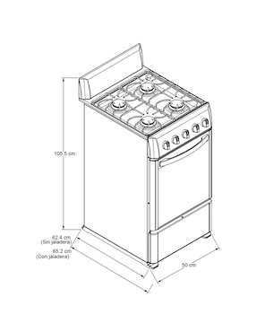 Estufa de piso a Gas natural/lp Acros 50 cm AW5400D de 4 quemadores