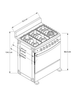 Estufa de piso a Gas natural/lp Acros 76.2 cm AFR4132G de 6 quemadores