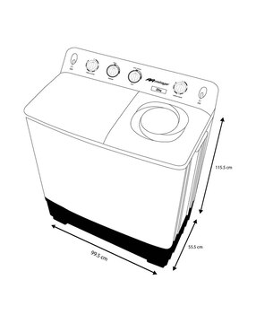 Lavadora Mirage 22 kg semiautomática carga superior LMS022M
