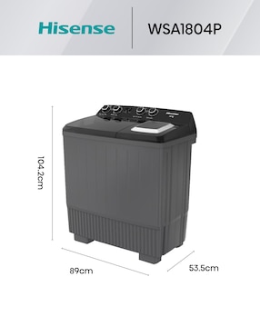 Lavadora Hisense 18 kg semiautomática carga superior WSA1804P