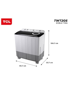 Lavadora Tcl 20 kg semiautomática carga superior twt20s
