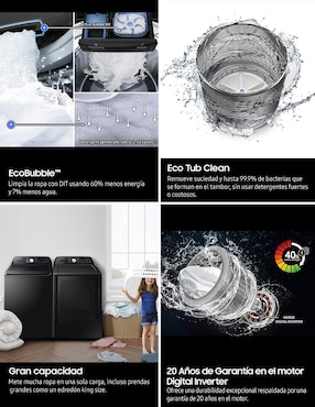Lavadora Samsung 22 kg automática carga superior wa22b3550gw/ax