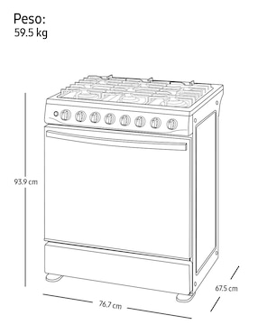 Estufa a gas natural/lp Samsung 76.7 cm NX52T5411MS/AX de 6 quemadores