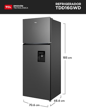 Refrigerador Tcl 16 pies cúbico inverter y no frost y fábrica de hielo TDD16GWD