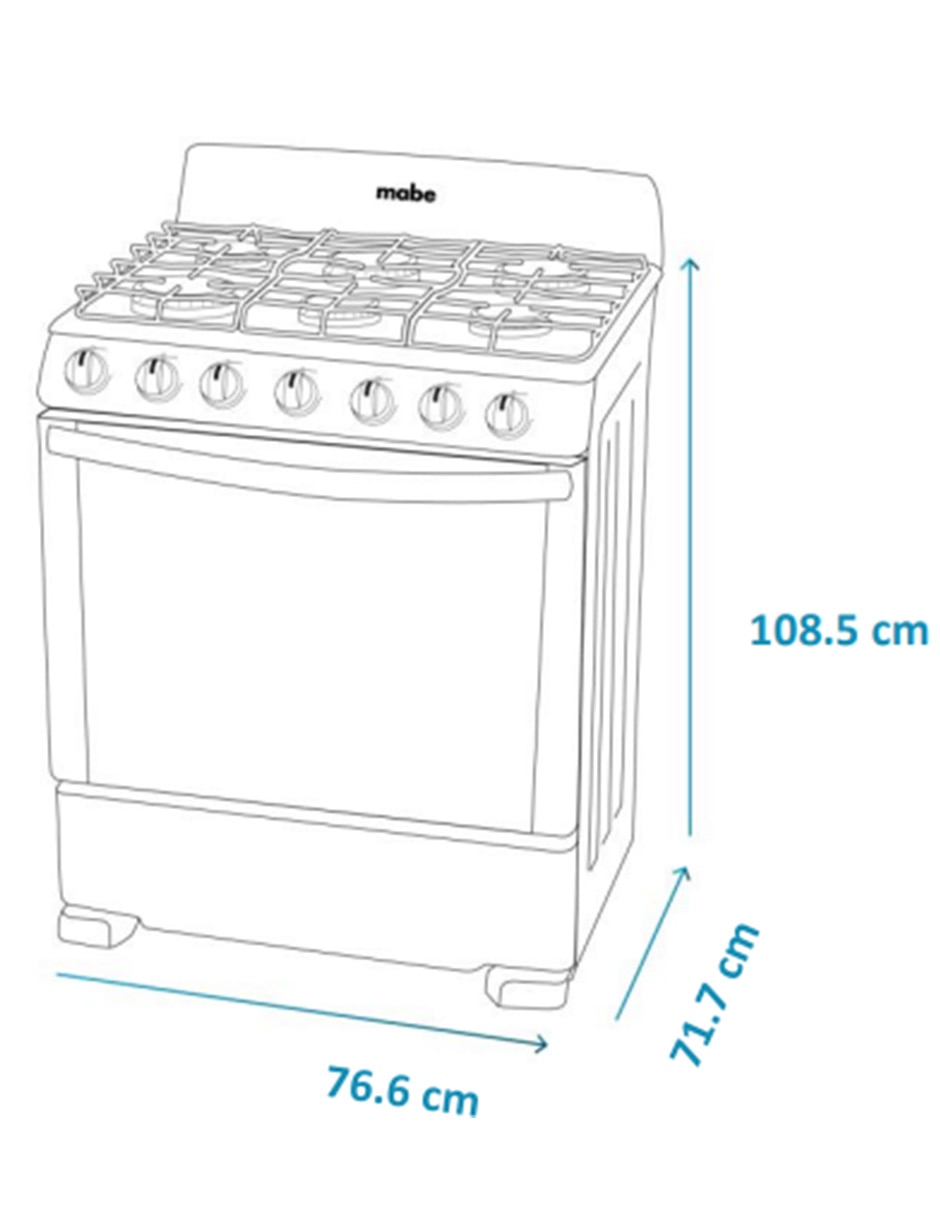 Estufa a gas 78.3 cm EM7641BAIN1 de 6 quemadores 10