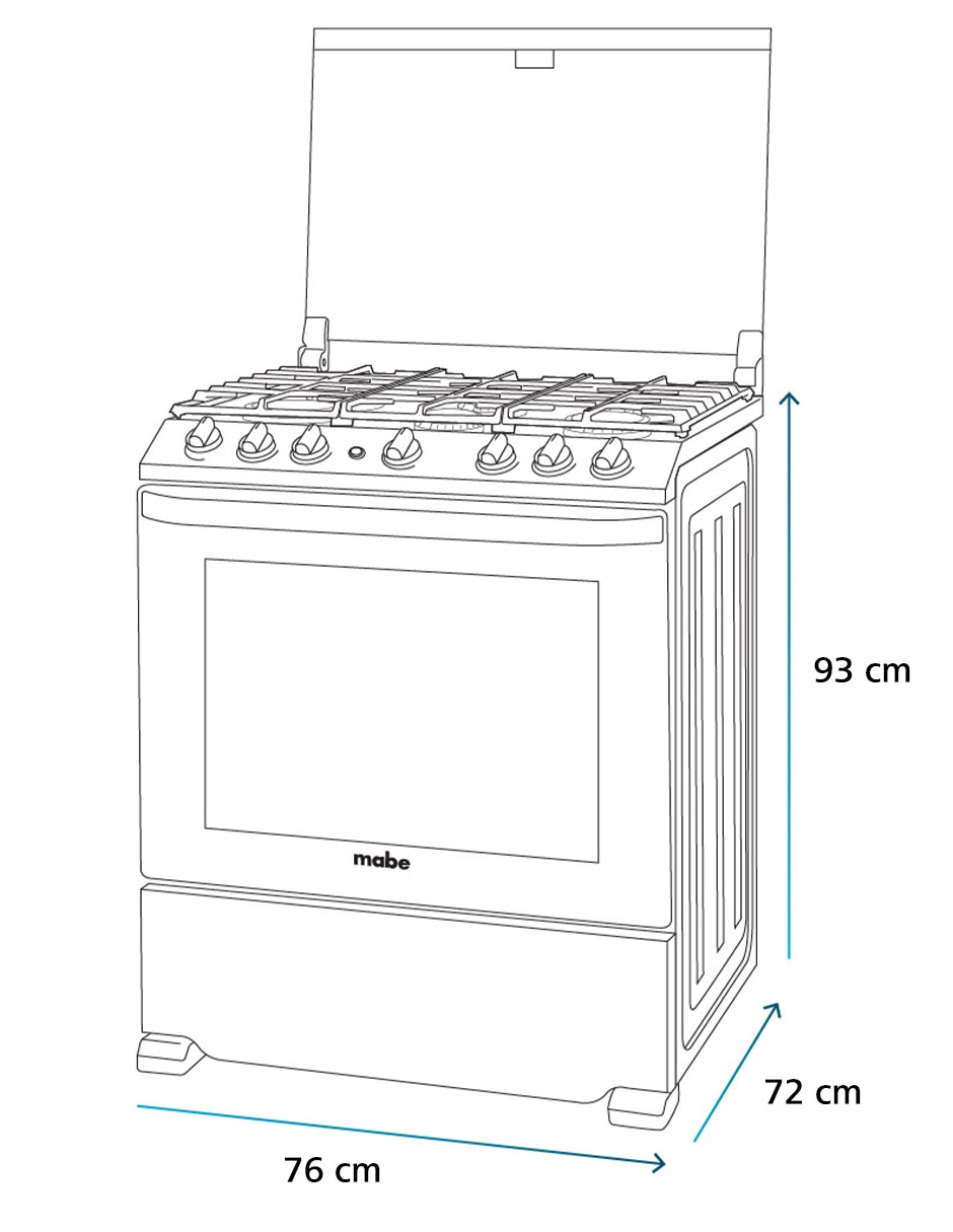Estufa de piso a Gas natural/lp 76 cm EMH7602DSS0 de 6 quemadores 15