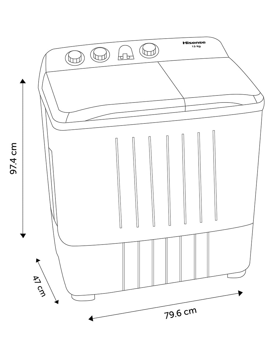 Lavadora semiautomática carga superior wsa1301p 5