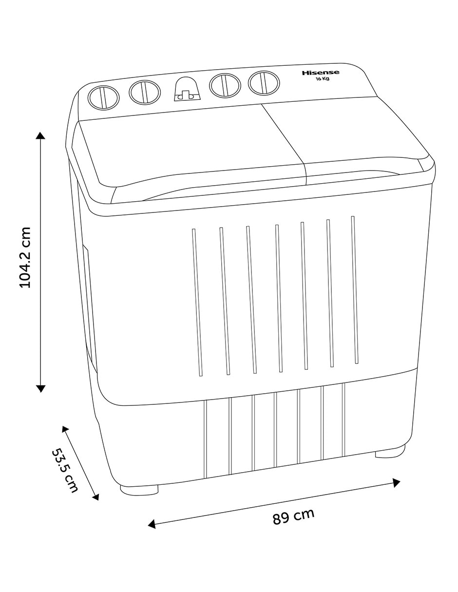 Lavadora semiautomática carga superior wsa1603p 6