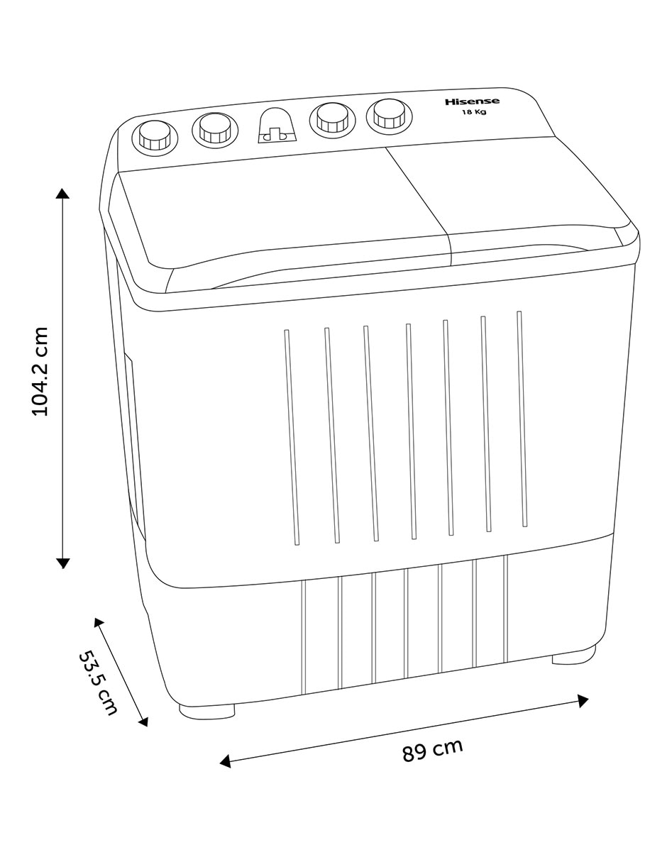 Lavadora semiautomática carga superior wsa1803p 5
