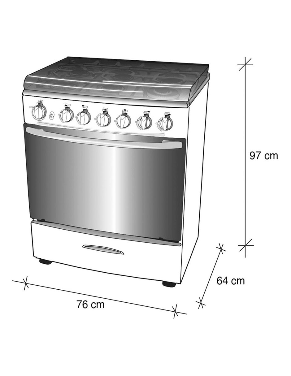 Estufa de piso a Gas natural/lp 76 cm EK-1131VA VENECIA de 6 quemadores 2