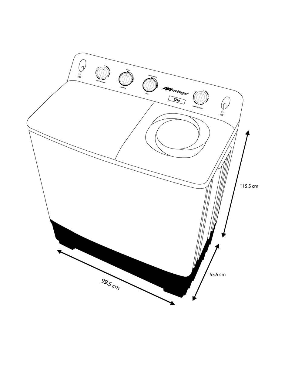 Lavadora 22 kg semiautomática carga superior LMS022M 6