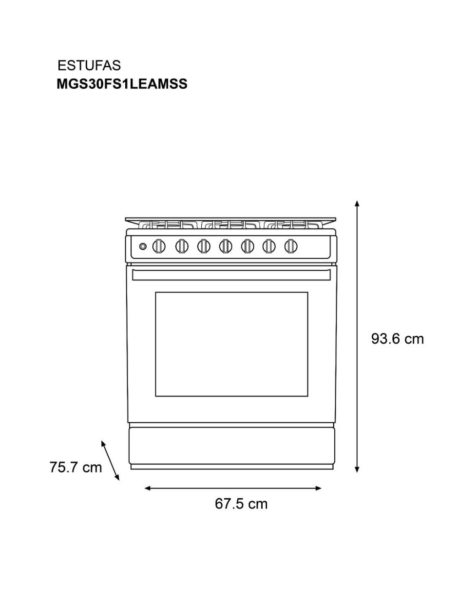 Estufa a gas LP/natural 76 cm MGS30FS1LEAMSS de 6 quemadores 8