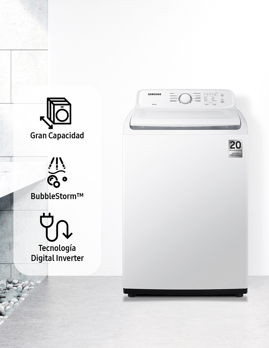 Lavadora 22 kg automática carga superior wa22b3550gw/ax 7