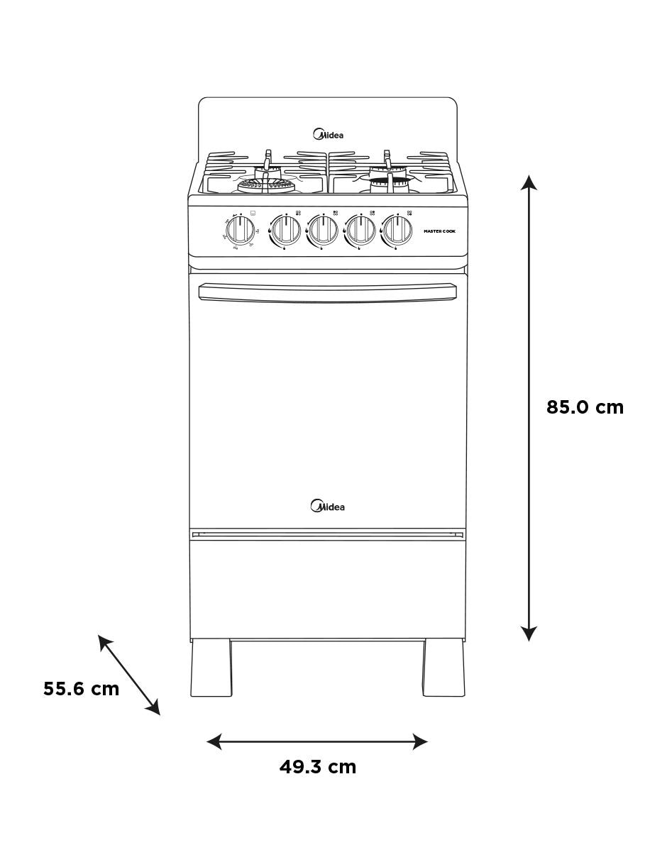 Estufa a gas LP 49.3 cm MGS20FS1BIABB de 4 quemadores 6