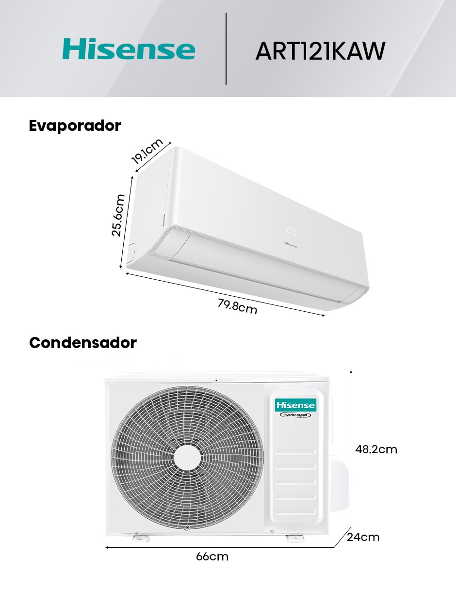 Aire acondicionado mini split Inverter frío 12000 BTU ART121KAW 110 V 3