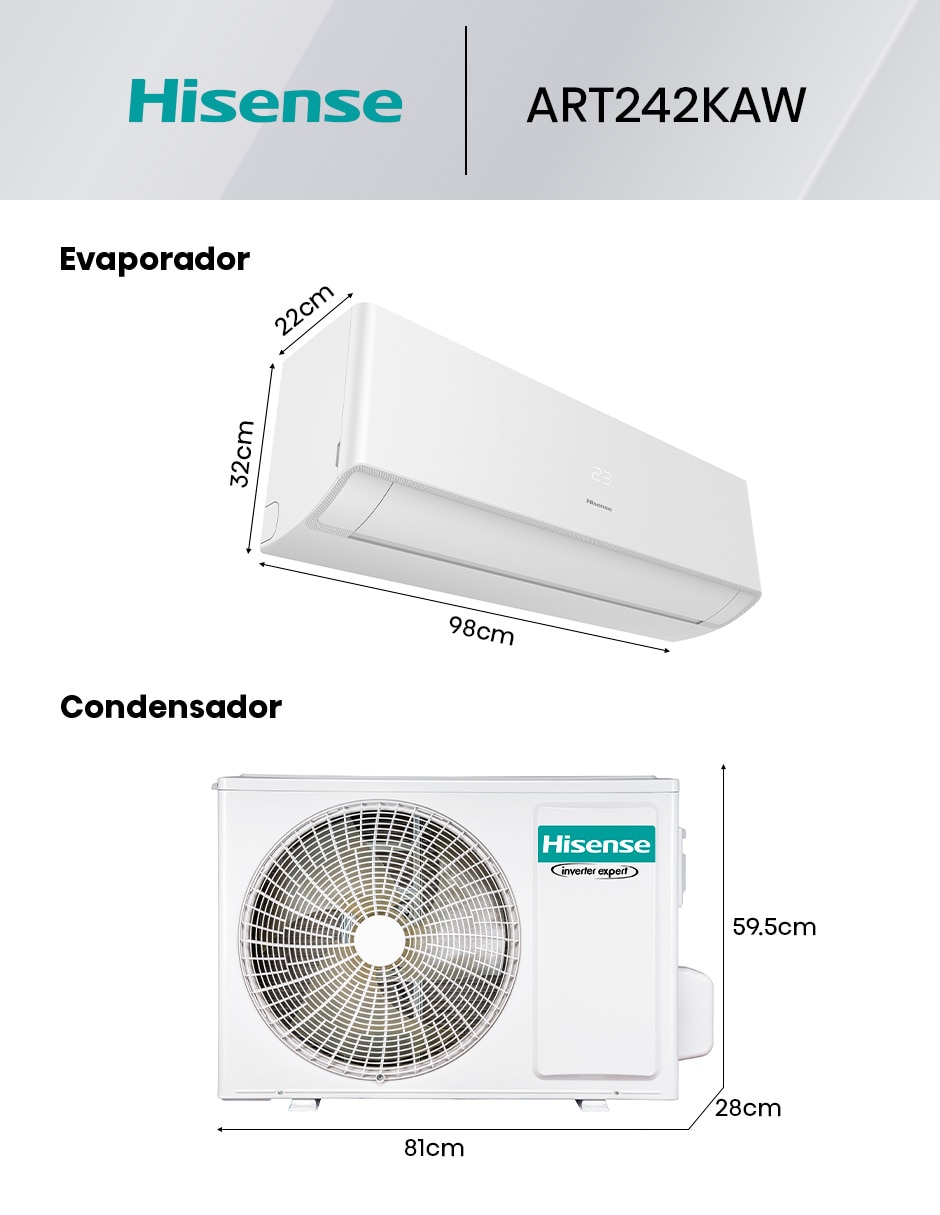 Aire acondicionado mini split frío 24000 BTU 
ART242KAW 220 V 3